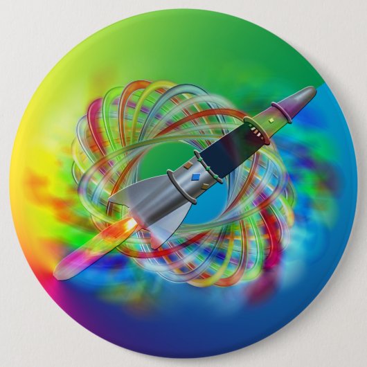 Rainbow Rocket Orbits Ronde Button 6,0 Cm (Voorkant)