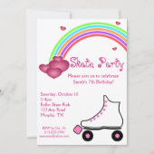 Rainbow Roller Schaats Birthday Uitnodiging (Voorkant)
