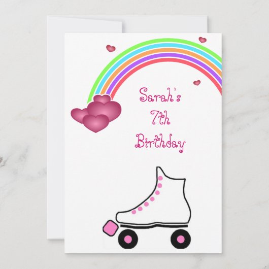 Rainbow Roller Schaats Birthday Uitnodiging (Achterkant)