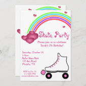 Rainbow Roller Schaats Birthday Uitnodiging (Voorkant / Achterkant)