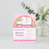 Rainbow Roller Schaatsen Verjaardag Party Uitnodig Kaart (Staand voorkant)