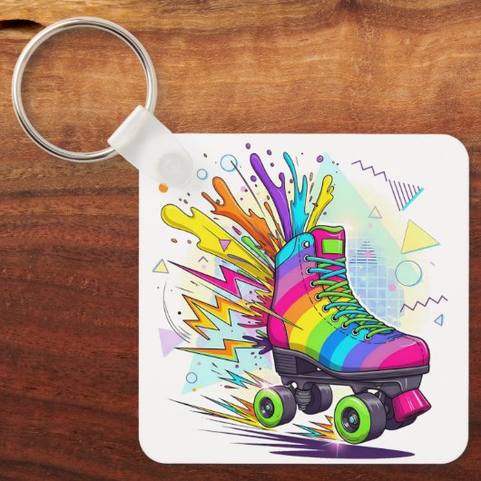 Rainbow roller skates  sleutelhanger (Voorkant)