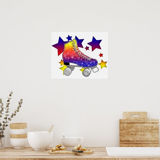 Rainbow Rollerskates-Poster Poster (Keuken)
