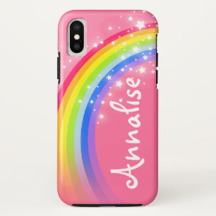 Rainbow rood roze naam iphone case