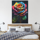Rainbow Roos Canvas afdrukken (Insitu (Slaapkamer))
