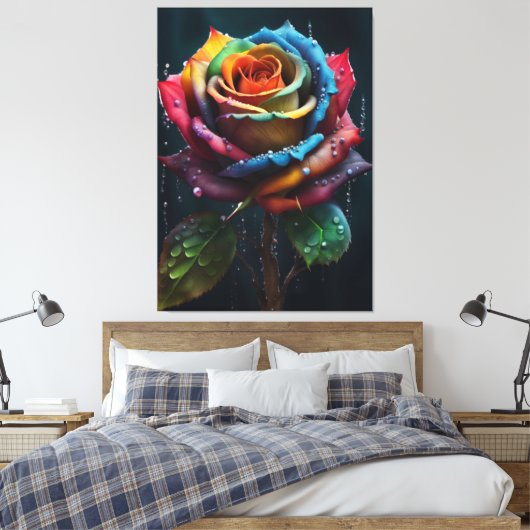 Rainbow Roos Canvas afdrukken (Insitu (Slaapkamer))