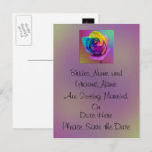 Rainbow Roos Flower Wedding Bewaar de datum Aankondigingskaart (Voorkant / Achterkant)