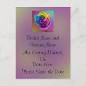 Rainbow Roos Flower Wedding Bewaar de datum Aankondigingskaart (Voorkant)