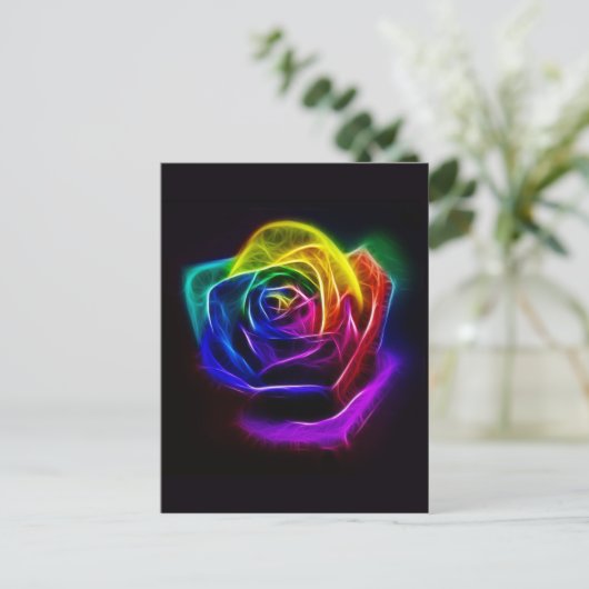 Rainbow Roos Fractal Briefkaart (Staand voorkant)