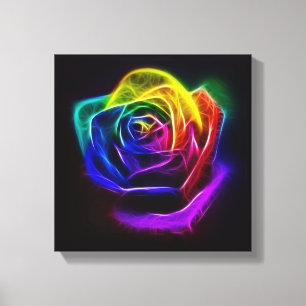 Rainbow Roos Fractal Canvas Afdruk
