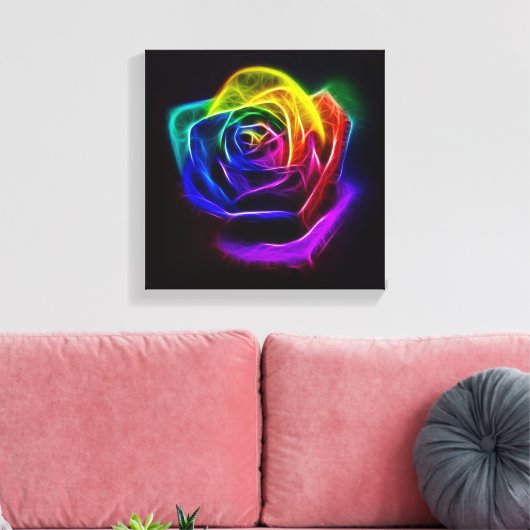 Rainbow Roos Fractal Canvas Afdruk (Insitu (Woonkamer))