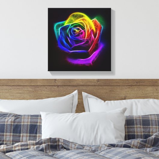 Rainbow Roos Fractal Canvas Afdruk (Insitu (Slaapkamer))