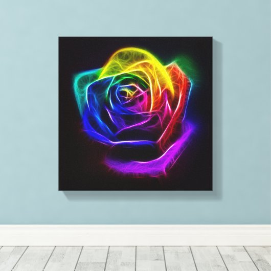Rainbow Roos Fractal Canvas Afdruk (Insitu (Houten vloer))
