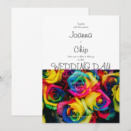 Rainbow Roos Invitation (Voorkant / Achterkant)