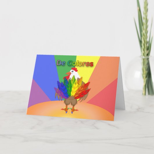 Rainbow Rooster De Colores Note Kaart (Voorkant)