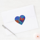 Rainbow Rooster & Hens, elektrisch blauw Hart Sticker (Envelop)