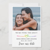 Rainbow Rope Heart LGBT Tying the Knot Save The Date (Voorkant)
