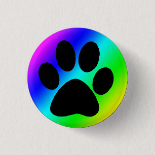 Rainbow Round Dog Paw.png Ronde Button 3,2 Cm