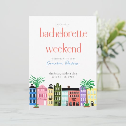 Rainbow Row Charleston Bachelorette Itinerary Kaart (Staand voorkant)