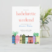 Rainbow Row Charleston Bachelorette Reisplan Kaart (Staand voorkant)