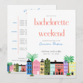 Rainbow Row Charleston Bachelorette Reisplan Kaart (Voorkant / Achterkant)