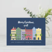 Rainbow Row Charleston Kerstmis Feestdagenkaart (Staand voorkant)