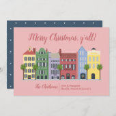 Rainbow Row Charleston SC Kerst Kaart (Voorkant / Achterkant)