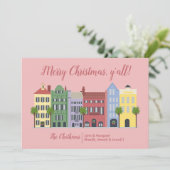 Rainbow Row Charleston SC Kerst Kaart (Staand voorkant)