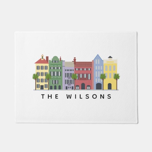 Rainbow Row Charleston SC Welkom Mat (Voorkant)