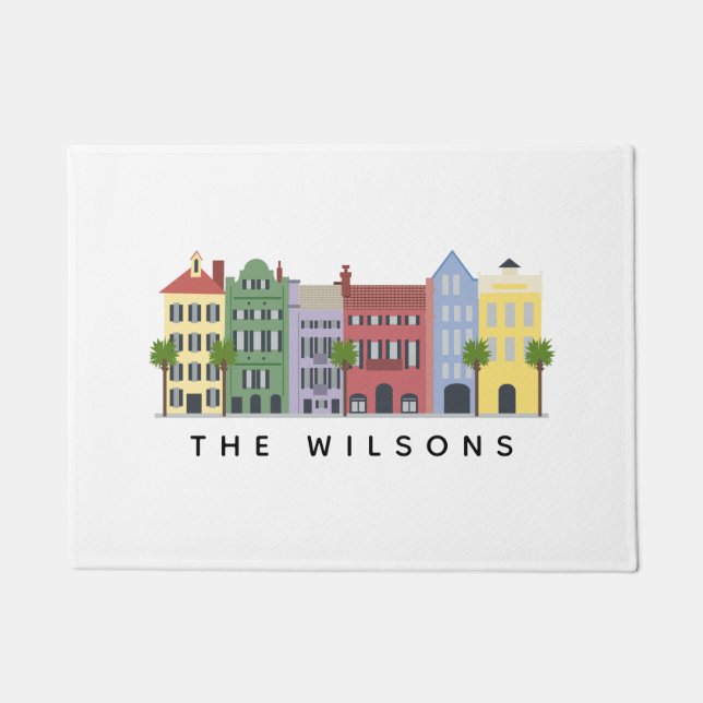 Rainbow Row Charleston SC Welkom Mat (Voorkant)