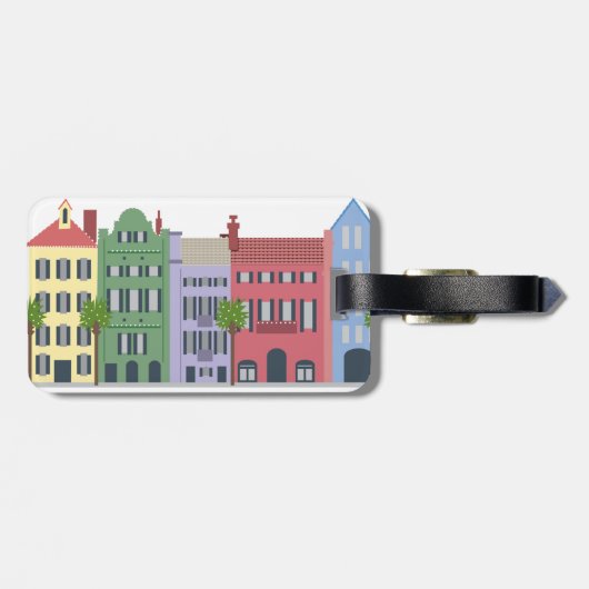 Rainbow Row Charleston South Carolina Bagagelabel (Achterkant horizontaal)