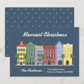 Rainbow Row Charleston South Carolina Kaart (Voorkant / Achterkant)