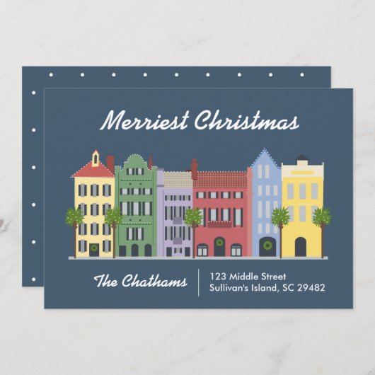 Rainbow Row Charleston South Carolina Kaart (Voorkant / Achterkant)