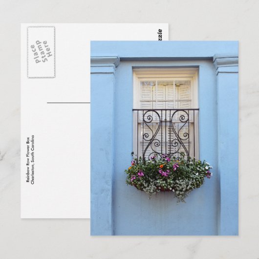 Rainbow Row Flower Box, Charleston, S.C. Briefkaart (Voorkant / Achterkant)