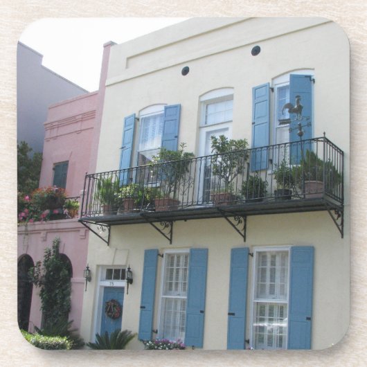 Rainbow Row Houses, Charleston SC Cork Onderzetter (Voorkant)