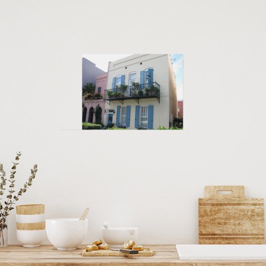 Rainbow Row Houses, Charleston SC Poster (Keuken)