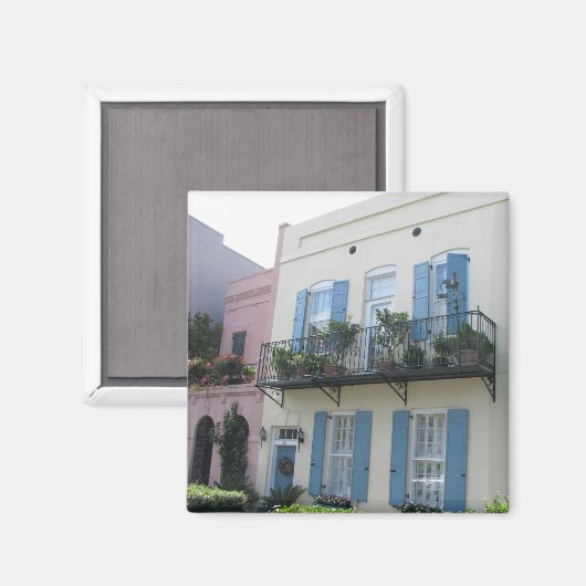 Rainbow Row Huizen, Charleston SC Magnet (Voorkant / Achterkant)