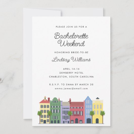 Rainbow Row Meisjes Weekend Uitnodiging (Voorkant)