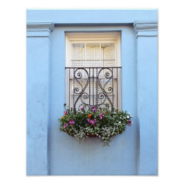 Rainbow Row Window Flower Box, Charleston, S.C. Foto Afdruk