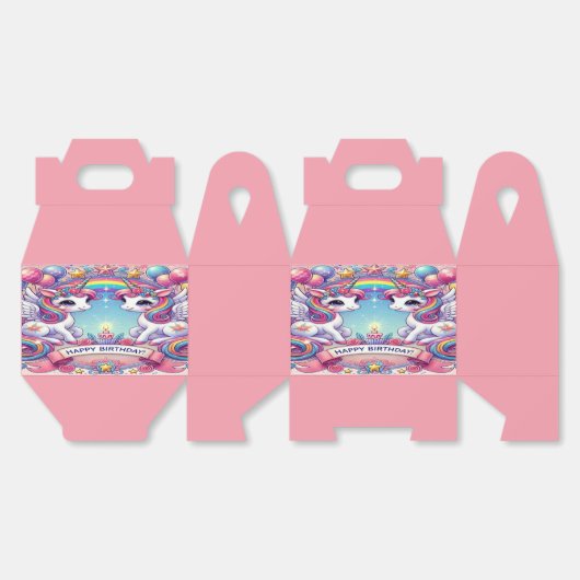 Rainbow Royalty Unicorns Bedankdoosjes (Ongevouwen)