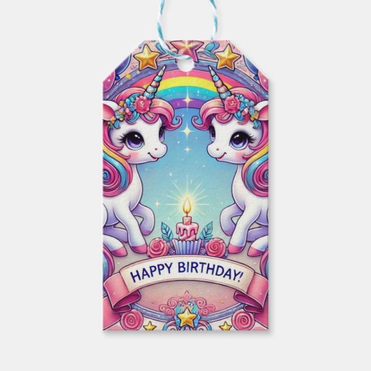 Rainbow Royalty Unicorns Cadeaulabel (Voorkant)
