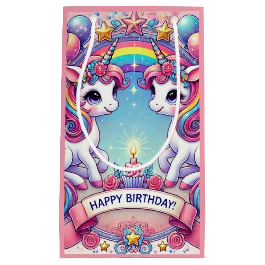 Rainbow Royalty Unicorns Klein Cadeauzakje (Voorkant)
