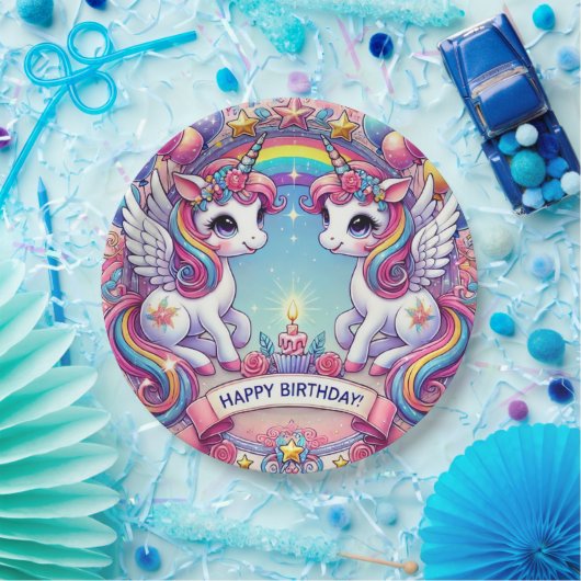 Rainbow Royalty Unicorns Papieren Bordje (Feest)