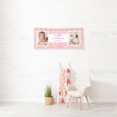 Rainbow roze Any Age Girl Foto Birthday Party Spandoek (Insitu)