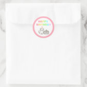 Rainbow&roze Birthday Classic Round Sticker (Tas)