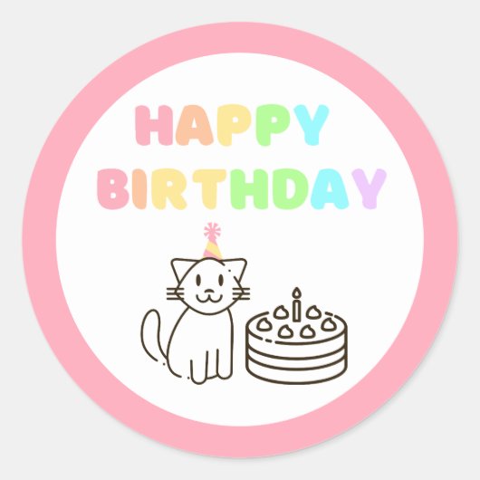 Rainbow&roze Birthday Classic Round Sticker (Voorkant)