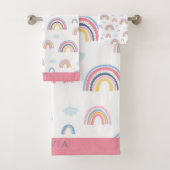 Rainbow roze Blue Personalized Boho Girly Bad Handdoek (Insitu)