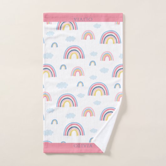 Rainbow roze Blue Personalized Boho Girly Bad Handdoek (Handdoek)