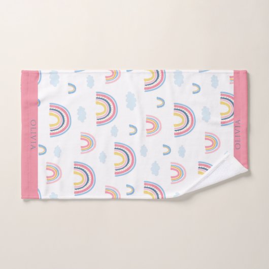 Rainbow roze Blue Personalized Boho Girly Bad Handdoek (Handdoek)