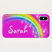 Rainbow roze naam meisjes iphone case (Achterkant (horizontaal))